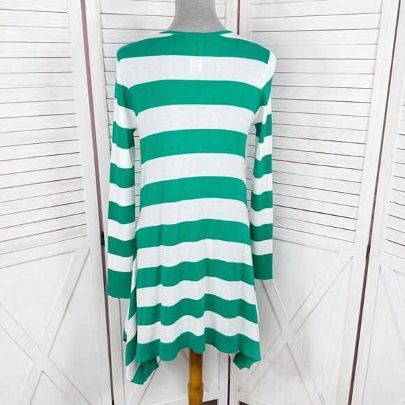 Tommy Bahama Rugby Stripe Knit Shark Bite Tunic Swim Cover Green White Small - Picture 5 of 13